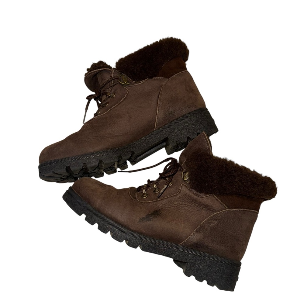 Vtg SOREL Womens Lace Up Ankle Boots Genuine Sheepskin Shearing Lined